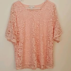 Christopher & Banks Coral Lace Top
